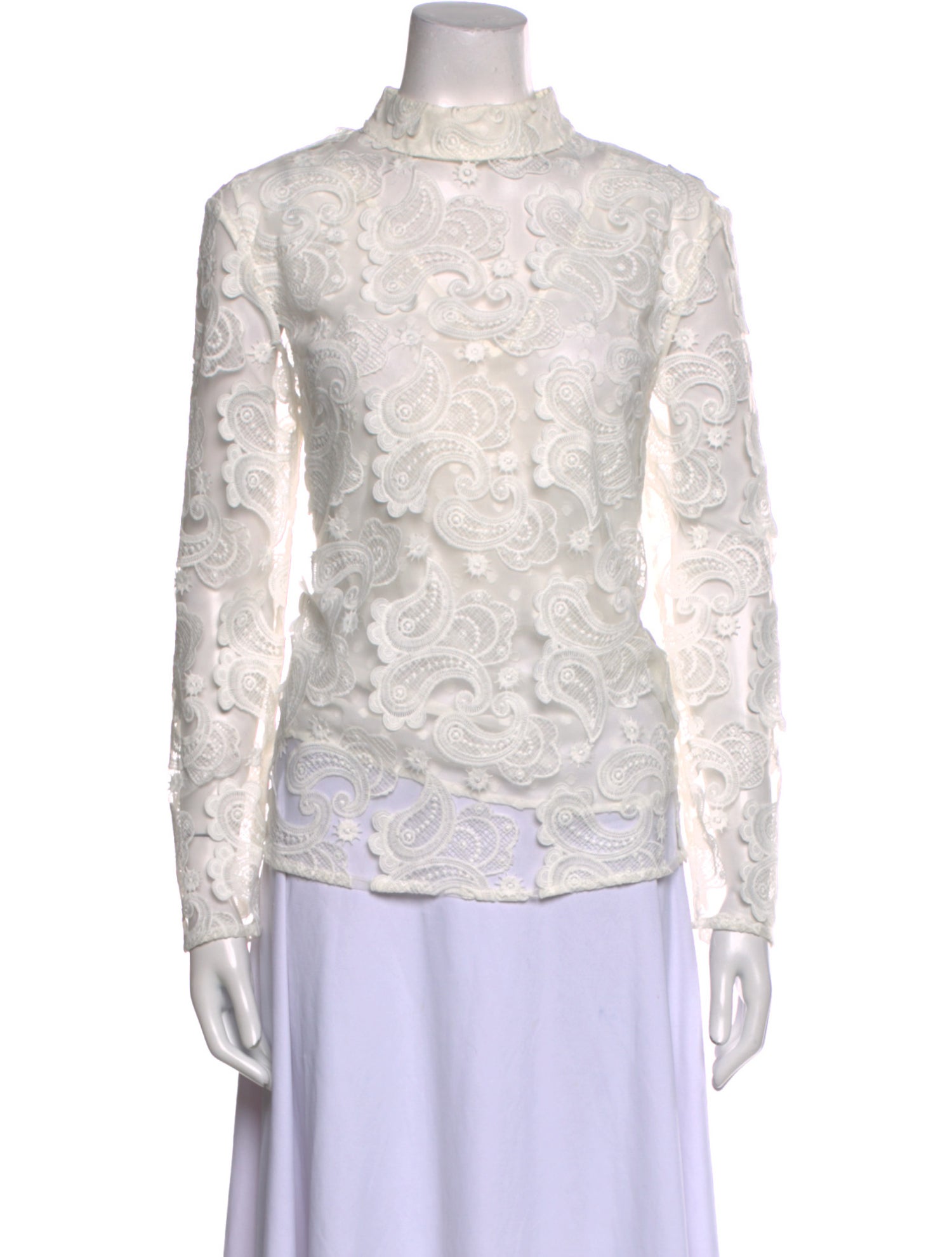 Perseverance Lace Pattern Mock Neck Blouse