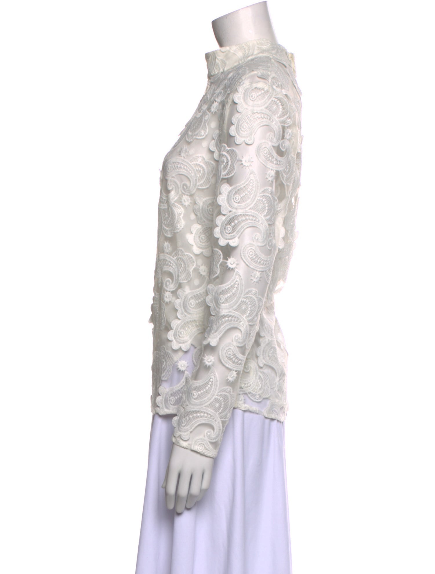 Perseverance Lace Pattern Mock Neck Blouse