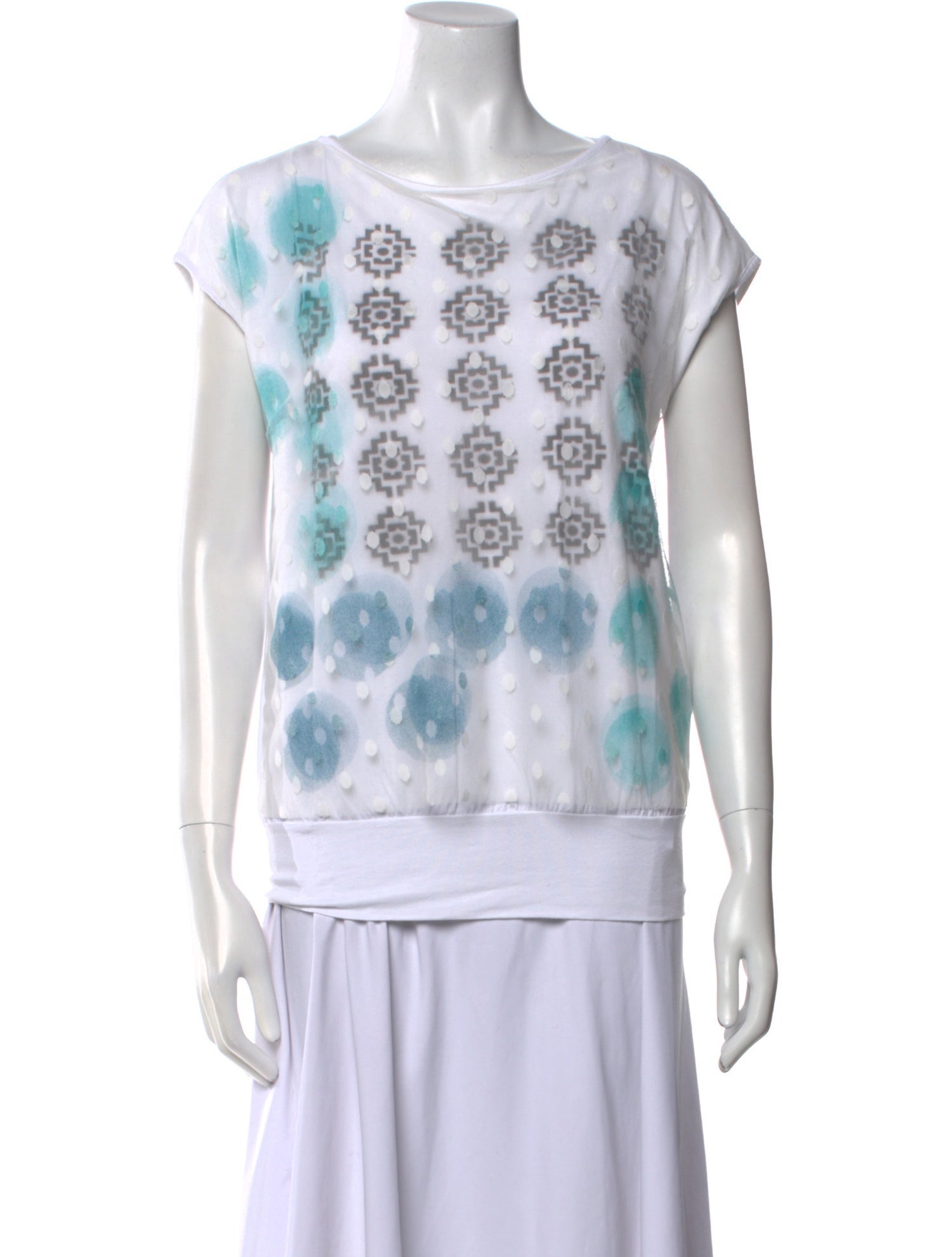 Peruzzi Printed Bateau Neckline T-Shirt