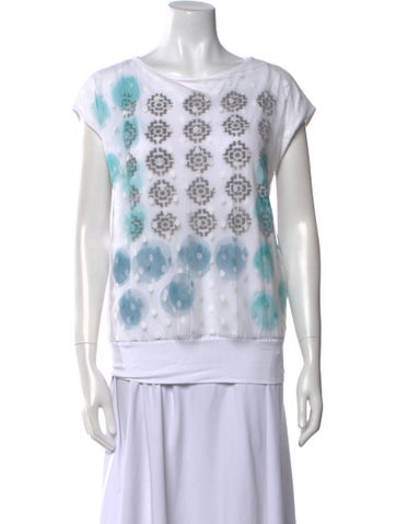 Peruzzi Tops Printed Bateau Neckline T-Shirt S