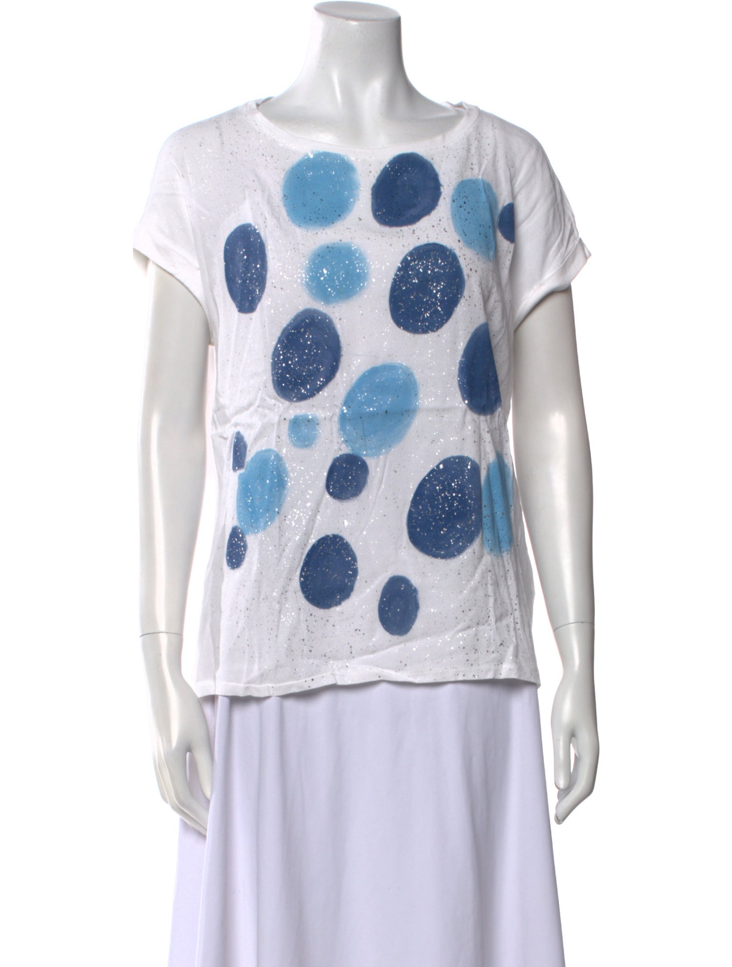 Peruzzi Polka Dot Print Scoop Neck T-Shirt