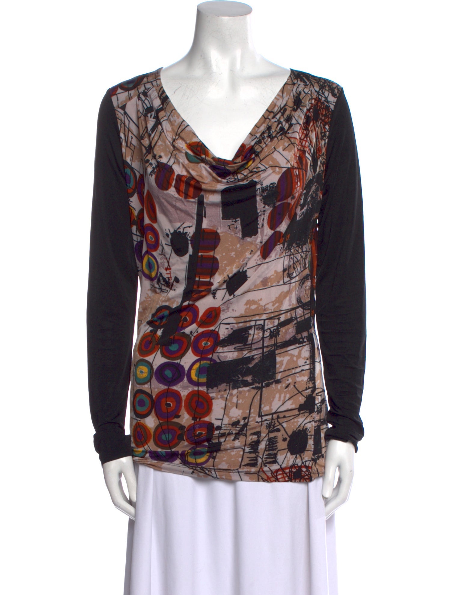 Peruzzi Printed Cowl Neck Blouse