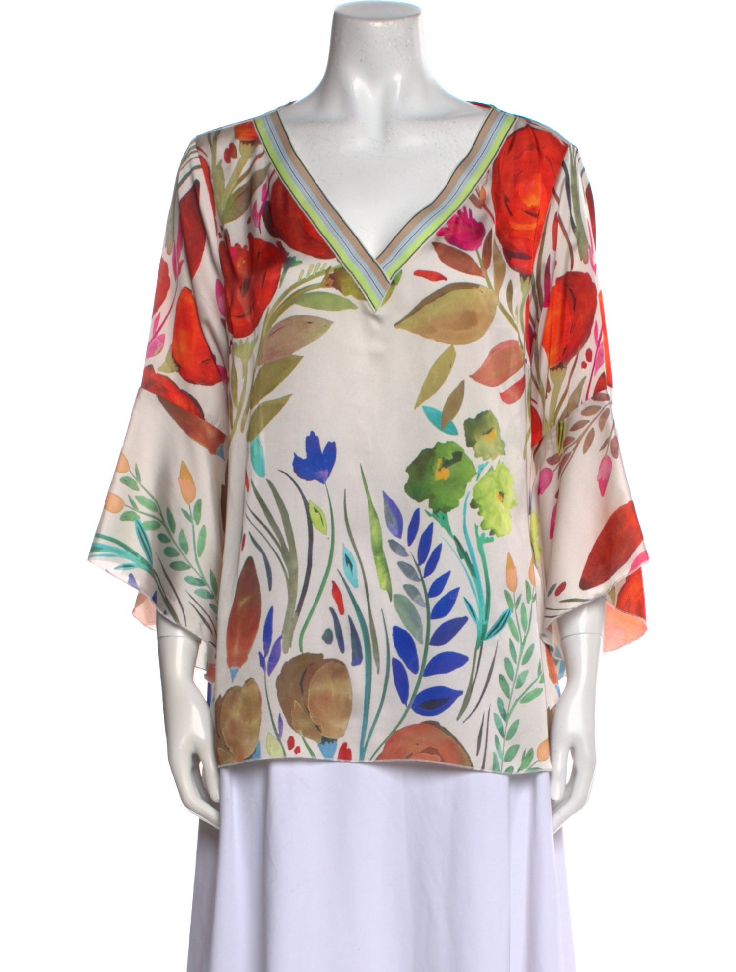 Peruzzi Printed V-Neck Blouse