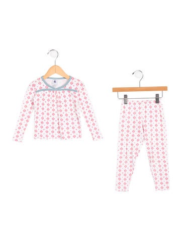 Petit Bateau Girls' Floral Print Pajama Set