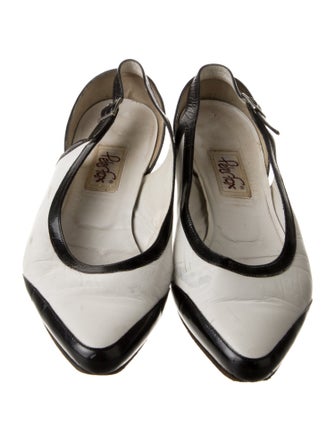 Peter Fox Leather Colorblock Pattern Slingback Flats