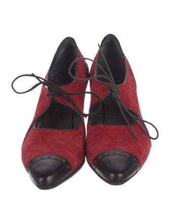 Peter Fox Suede Colorblock Pattern Pumps