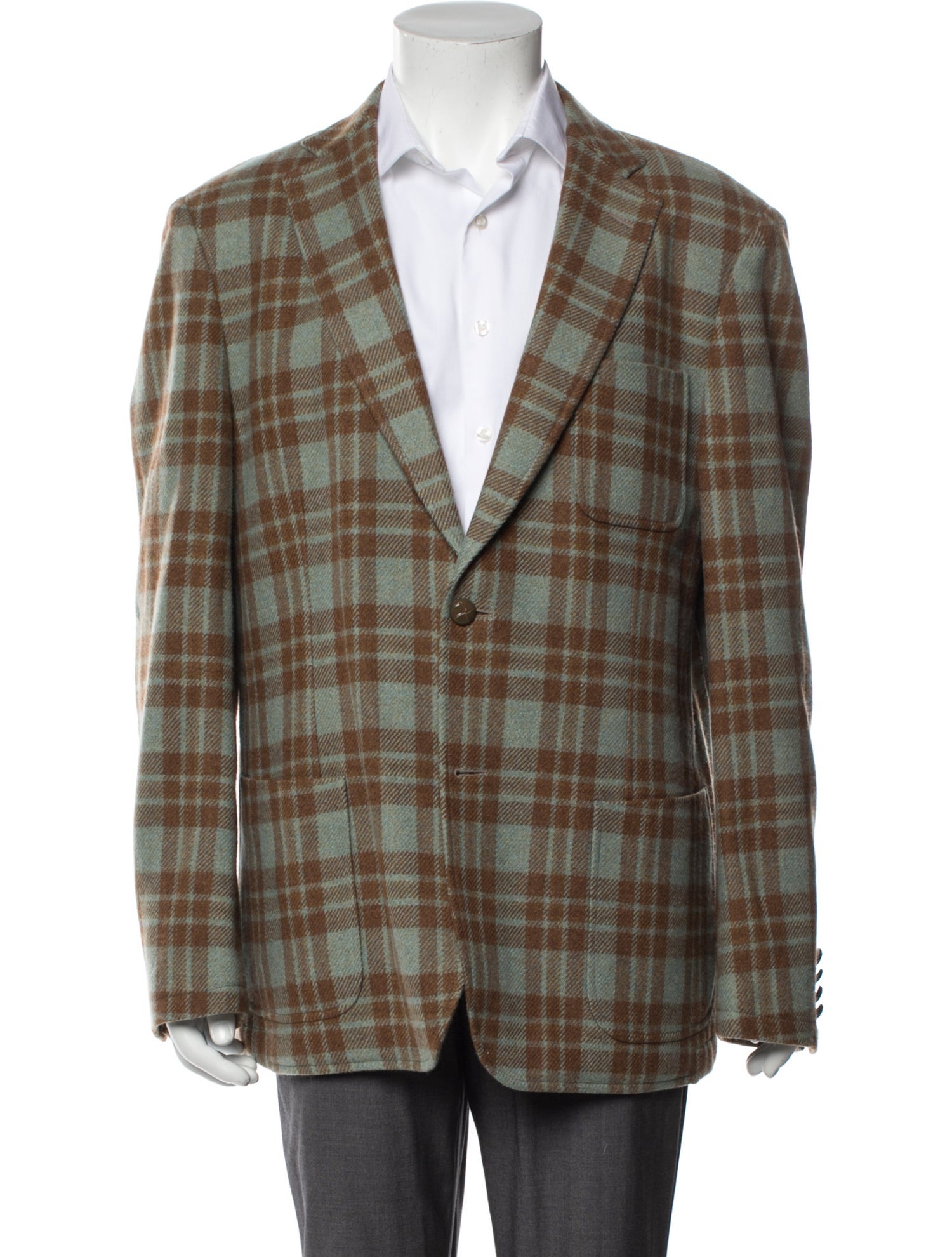 Paul Fredrick Wool Plaid Print Sport Coat