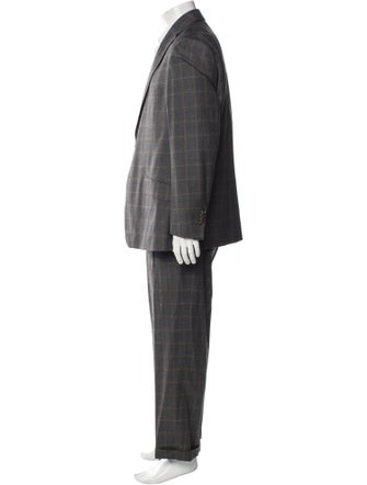 Paul Fredrick Wool Plaid Print Three-Piece Suit