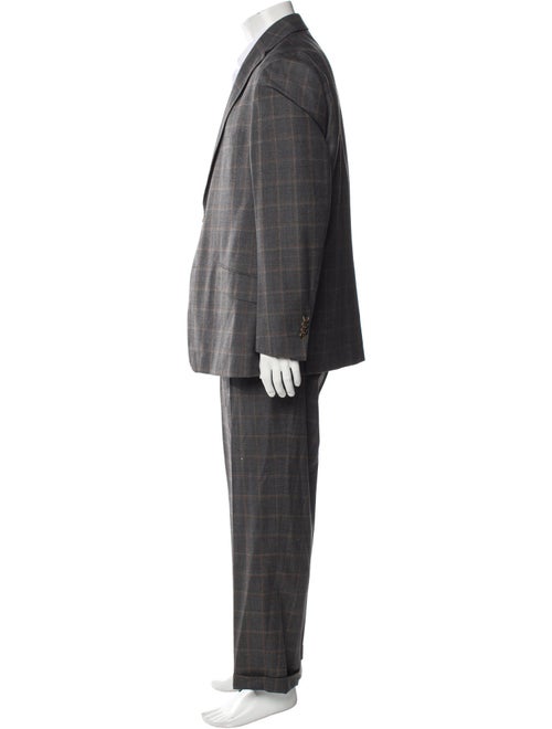 Paul Fredrick Wool Plaid Print Three-Piece Suit