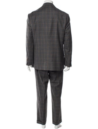 Paul Fredrick Wool Plaid Print Three-Piece Suit