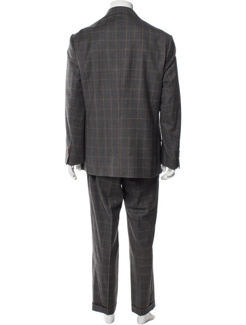 Paul Fredrick Wool Plaid Print Three-Piece Suit