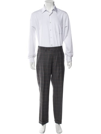 Paul Fredrick Wool Plaid Print Three-Piece Suit