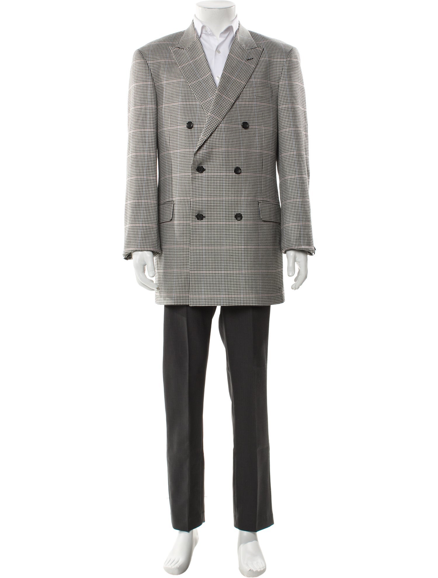 Paul Fredrick Wool Plaid Print Blazer