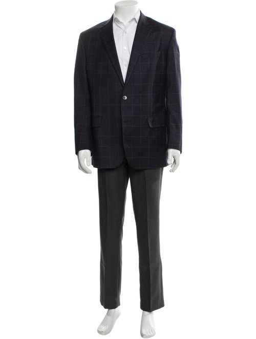 Paul Fredrick Wool Plaid Print Blazer