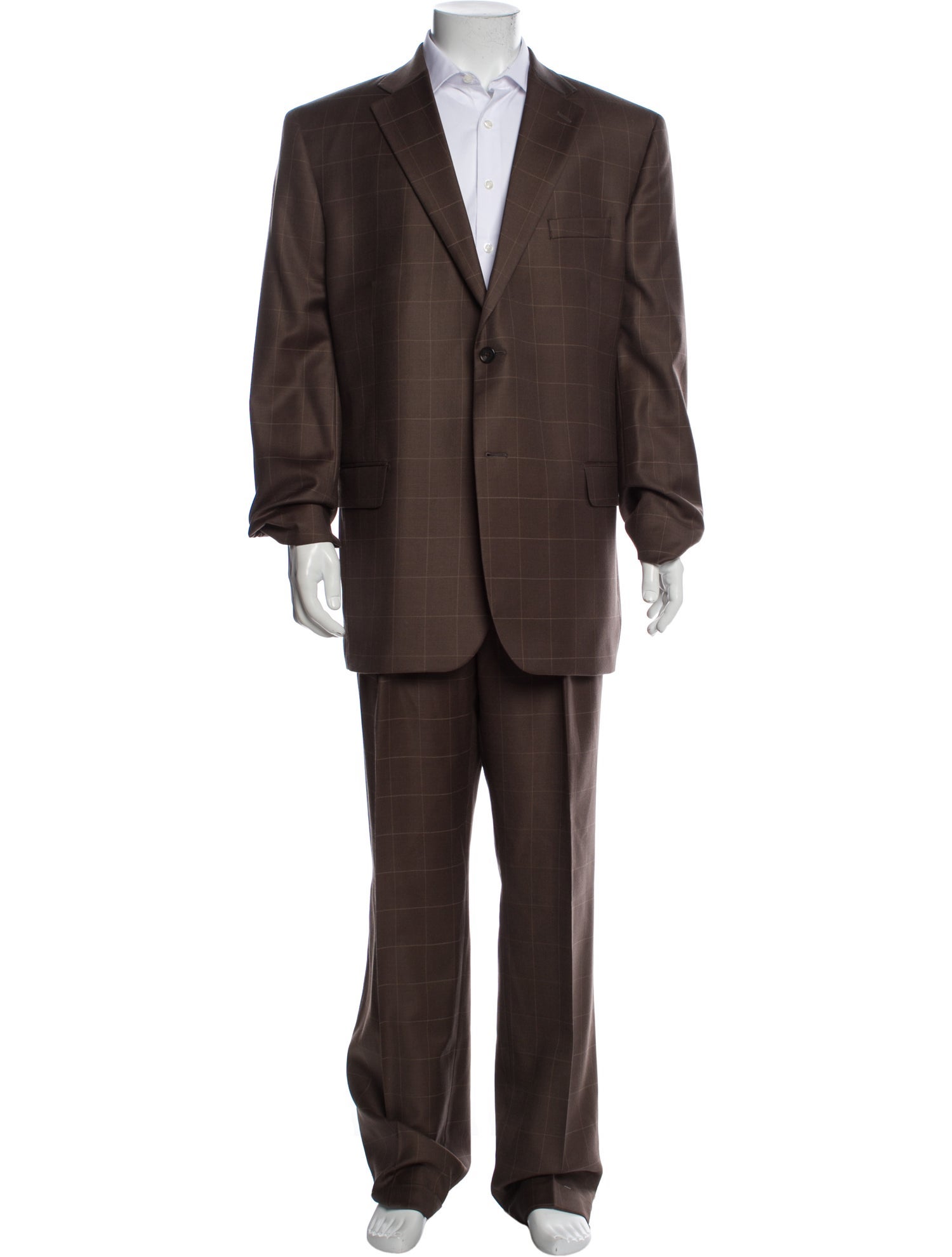 Paul Fredrick Wool Plaid Print Two-Piece Suit