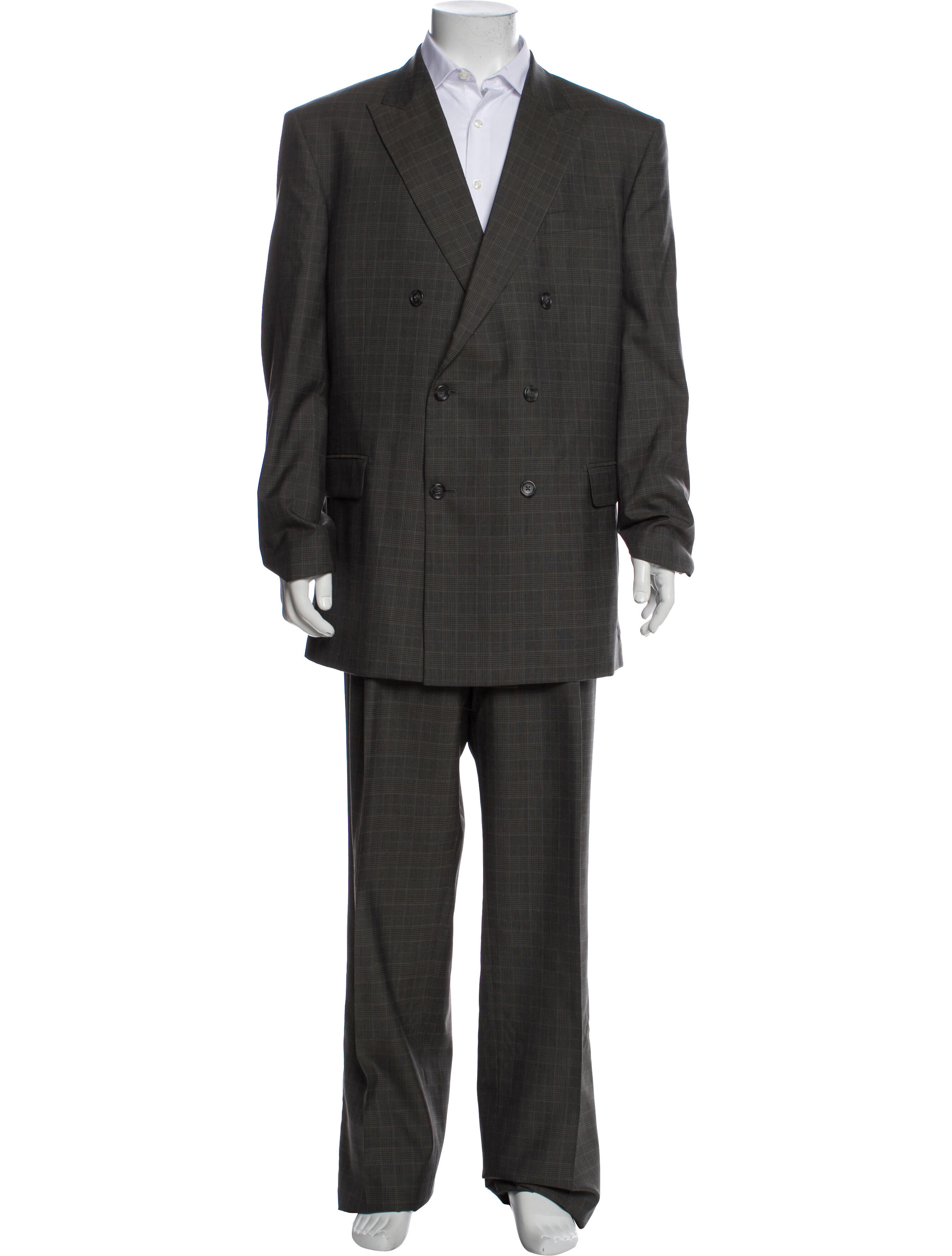 Paul Fredrick Wool Plaid Print Two-Piece Suit w/ Tags