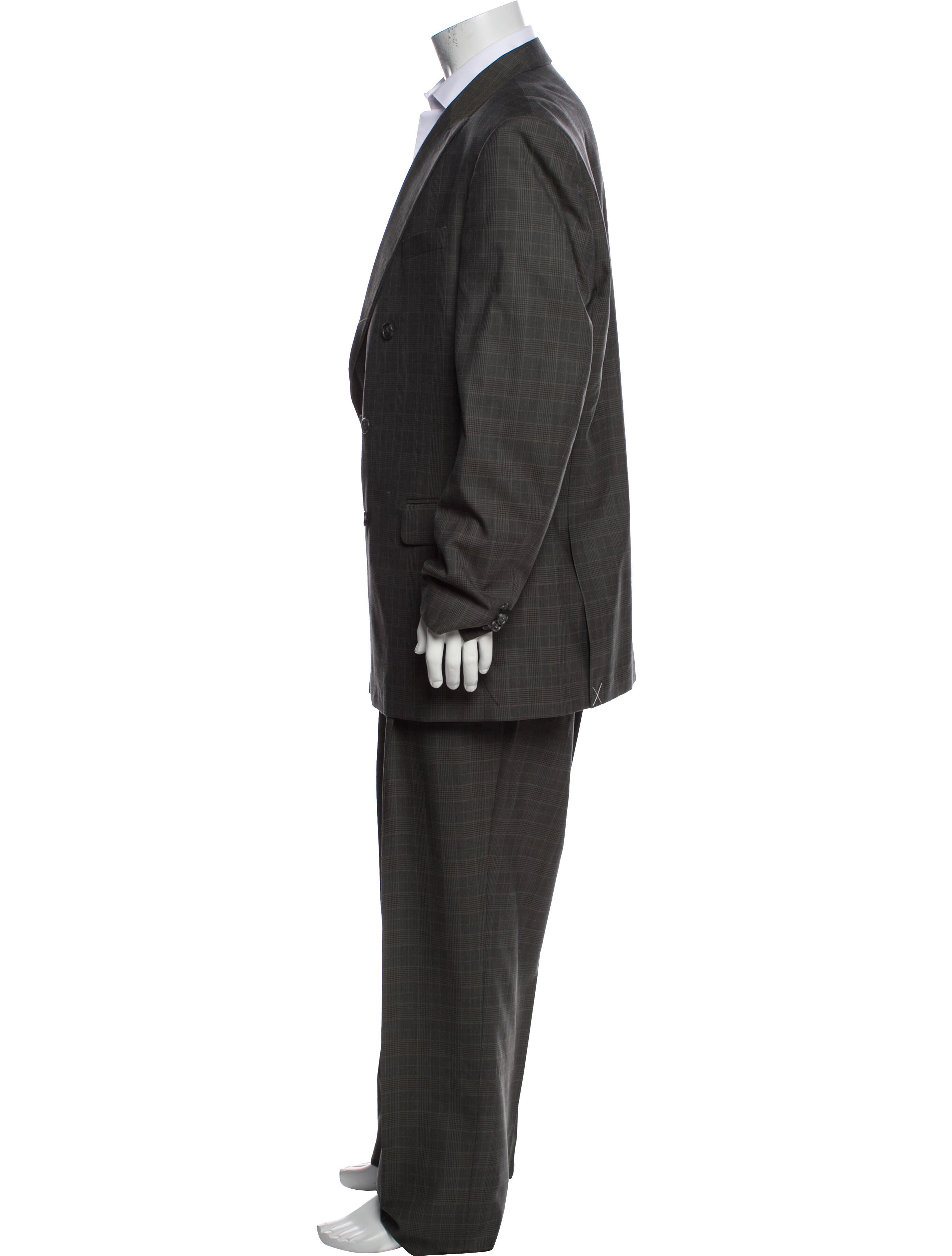 Paul Fredrick Wool Plaid Print Two-Piece Suit w/ Tags