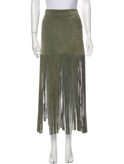 The Perfext Leather Midi Length Skirt Green