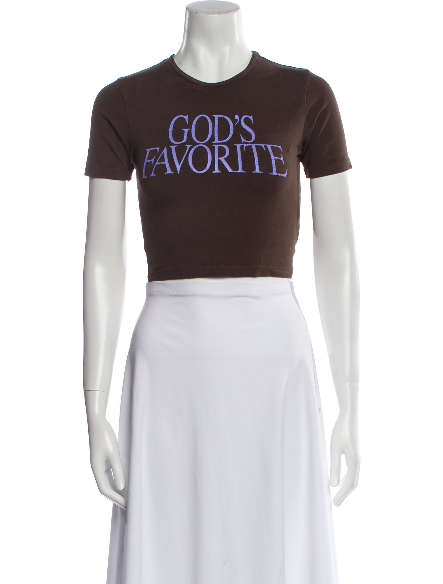 Praying Graphic Print Crew Neck Crop Top