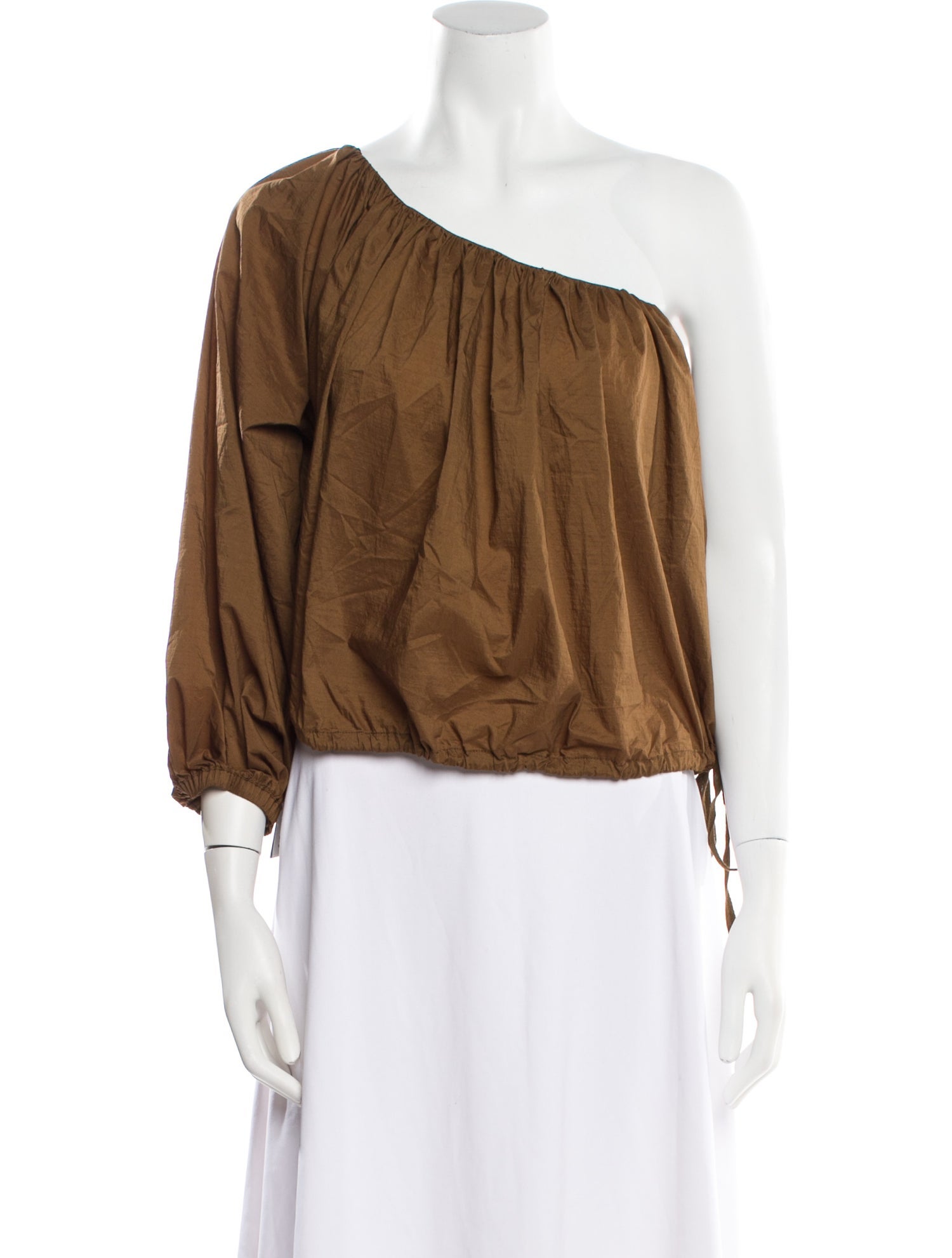 Philosophy di Alberta Ferretti One-Shoulder Three-Quarter Sleeve Blouse