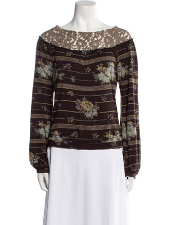 Philosophy di Alberta Ferretti Printed Bateau Neckline Top