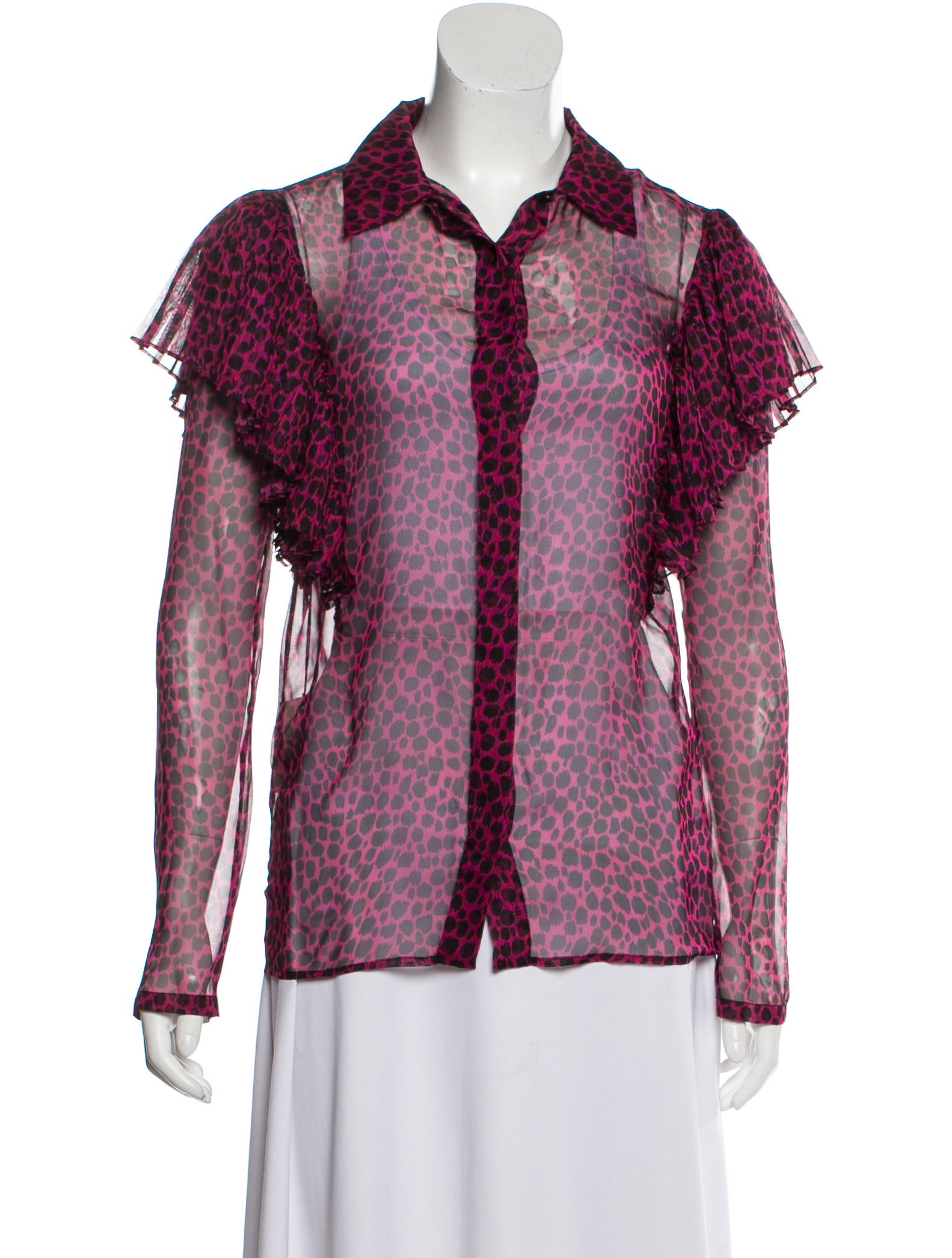 Philosophy di Lorenzo Serafini Animal Print Collar Button-Up Top w/ Tags