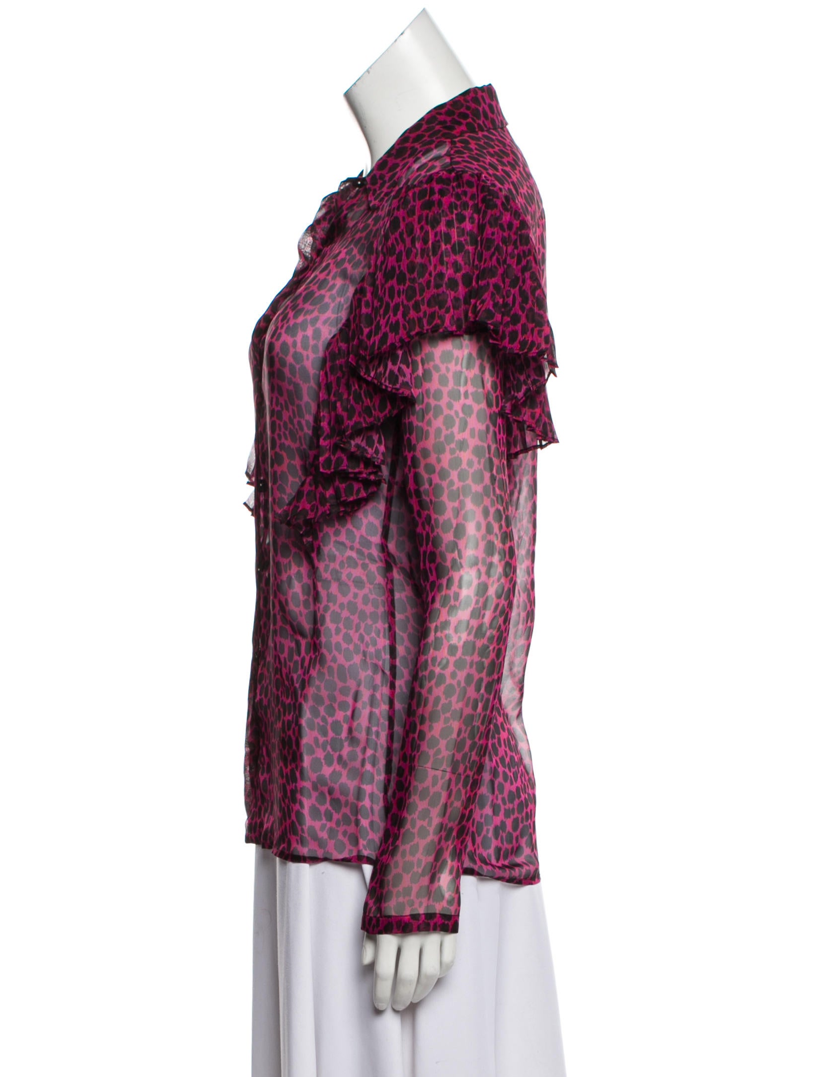Philosophy di Lorenzo Serafini Animal Print Collar Button-Up Top w/ Tags
