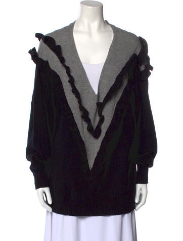 Philosophy di Lorenzo Serafini Knitwear Colorblock Pattern Plunge Neckline Sweater Us4, It40 | S