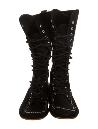 Philosophy di Lorenzo Serafini Suede Scalloped Accent Lace-Up Boots