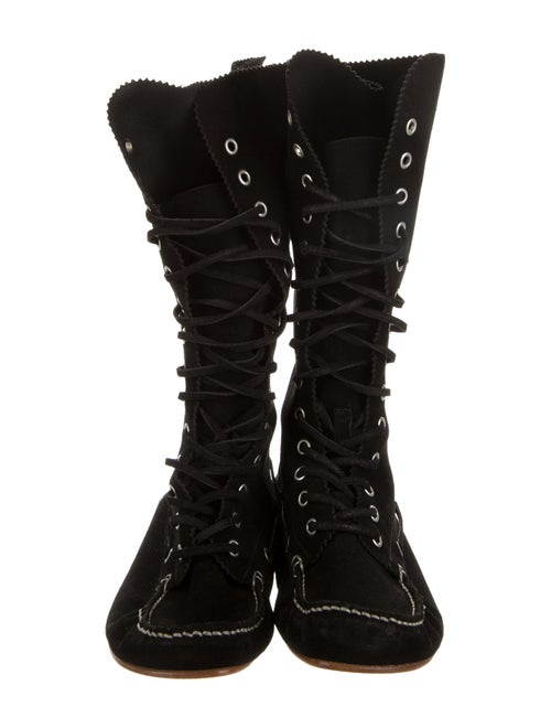 Philosophy di Lorenzo Serafini Suede Scalloped Accent Lace-Up Boots