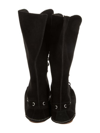 Philosophy di Lorenzo Serafini Suede Scalloped Accent Lace-Up Boots