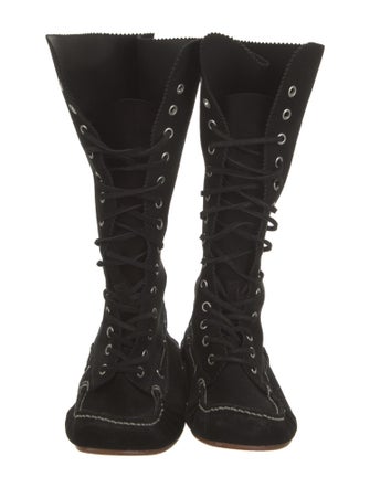 Philosophy di Lorenzo Serafini Suede Scalloped Accent Lace-Up Boots