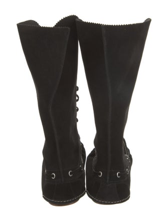 Philosophy di Lorenzo Serafini Suede Scalloped Accent Lace-Up Boots
