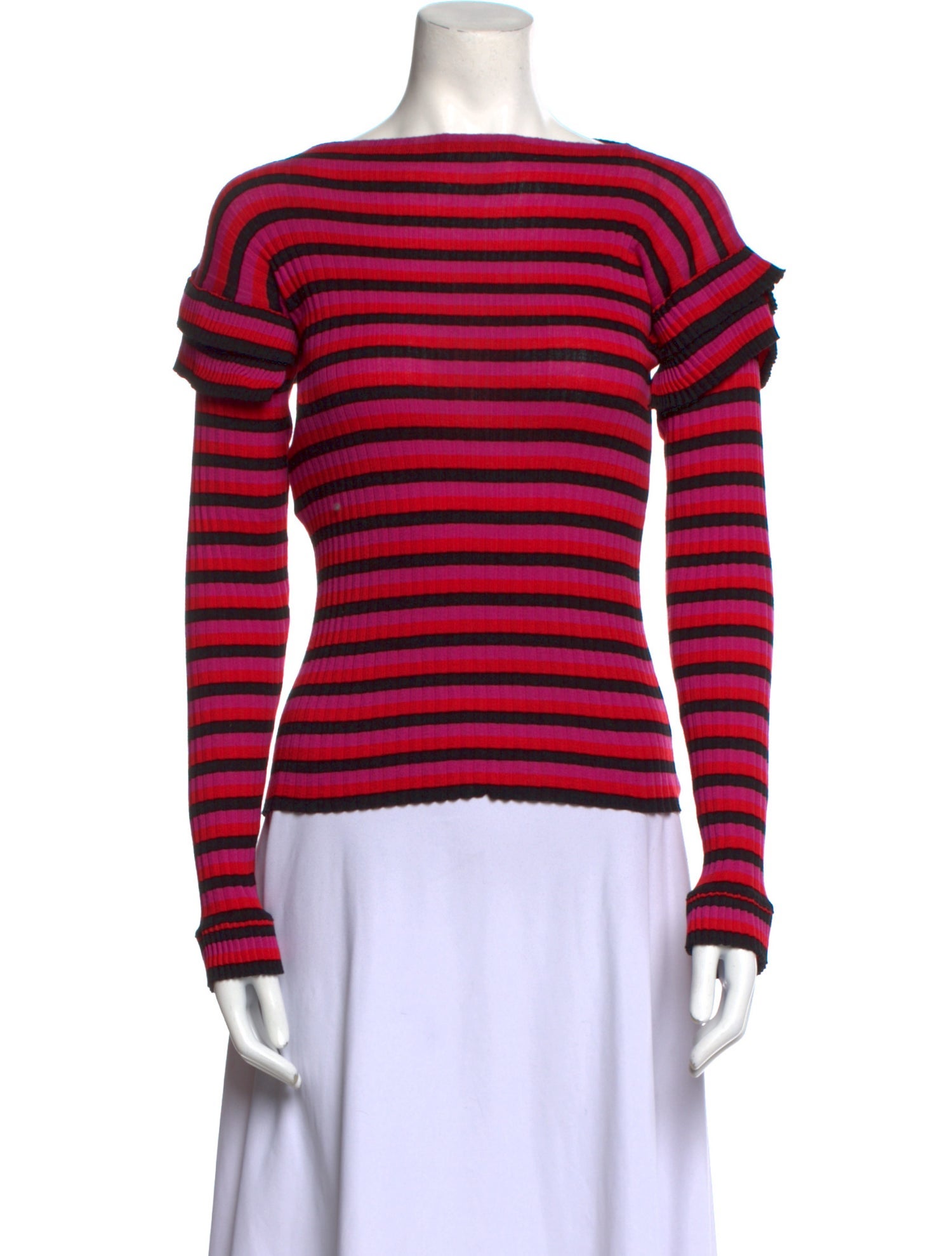 Philosophy di Lorenzo Serafini Striped Bateau Neckline Top
