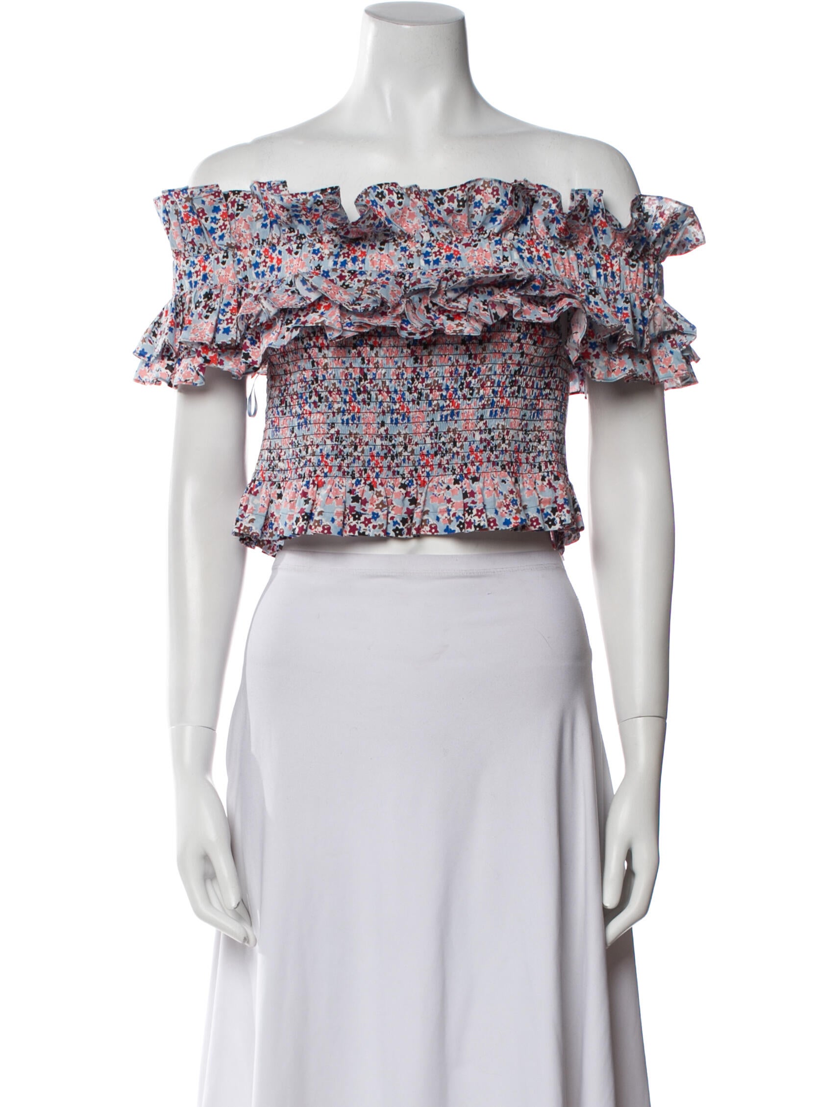 Philosophy di Lorenzo Serafini Floral Print Off-The-Shoulder Crop Top