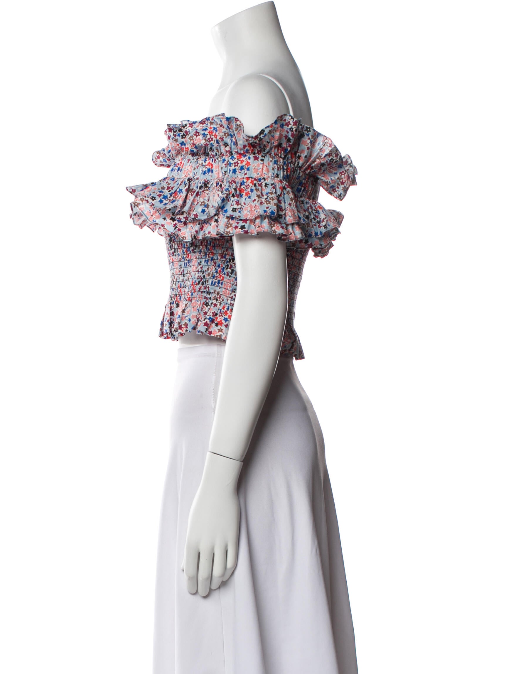 Philosophy di Lorenzo Serafini Floral Print Off-The-Shoulder Crop Top