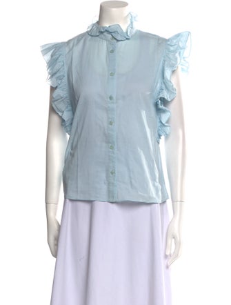 Philosophy di Lorenzo Serafini Mock Neck Short Sleeve Button-Up Top