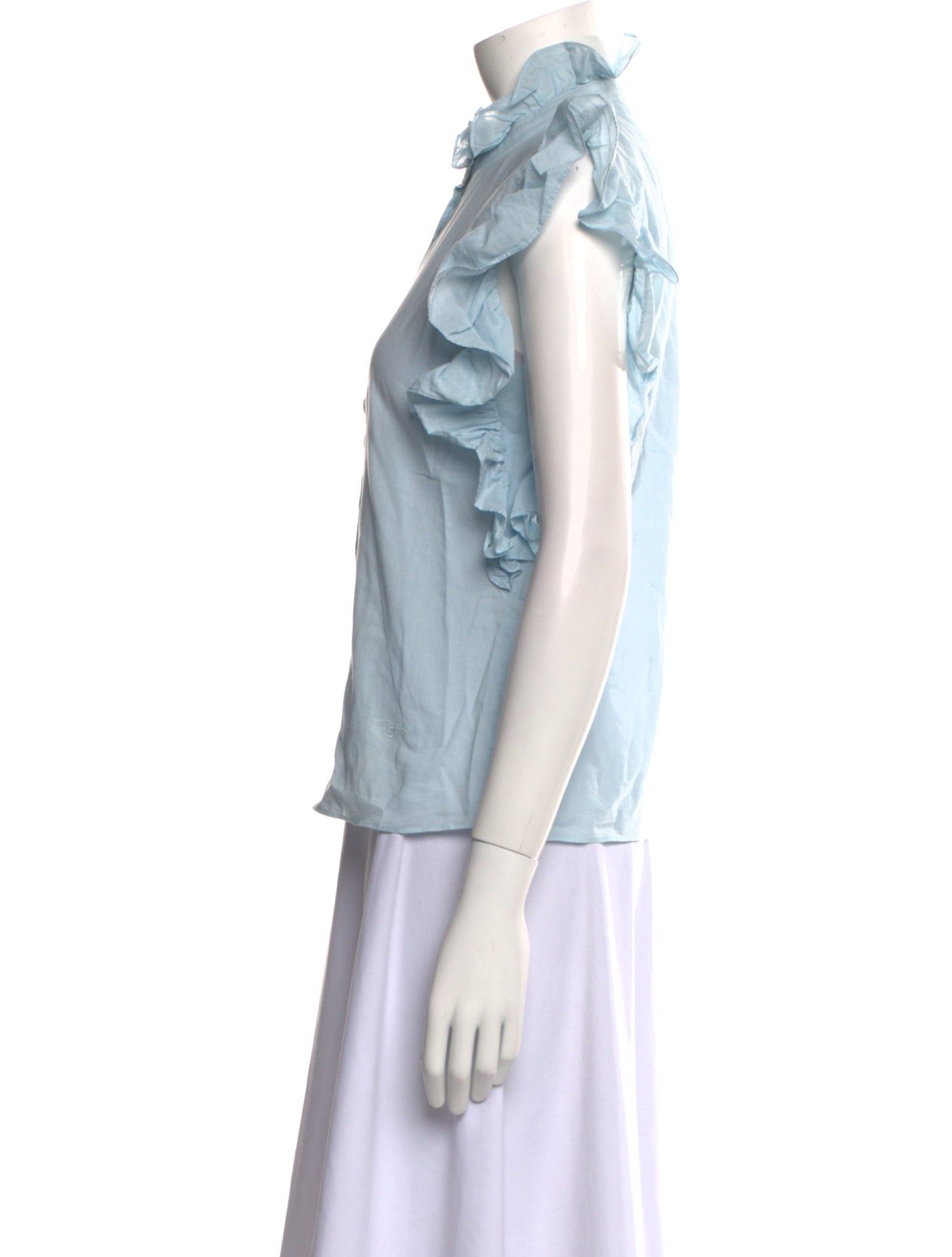 Philosophy di Lorenzo Serafini Mock Neck Short Sleeve Button-Up Top