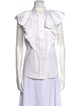 Philosophy di Lorenzo Serafini Mock Neck Short Sleeve Button-Up Top