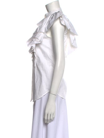 Philosophy di Lorenzo Serafini Mock Neck Short Sleeve Button-Up Top