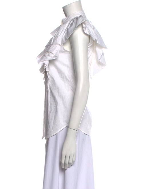 Philosophy di Lorenzo Serafini Mock Neck Short Sleeve Button-Up Top