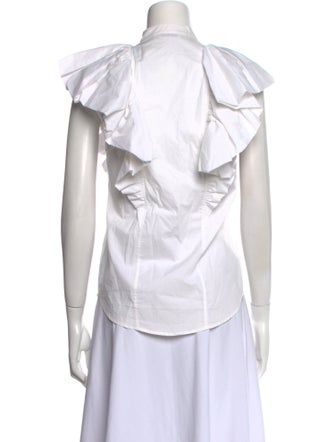 Philosophy di Lorenzo Serafini Mock Neck Short Sleeve Button-Up Top