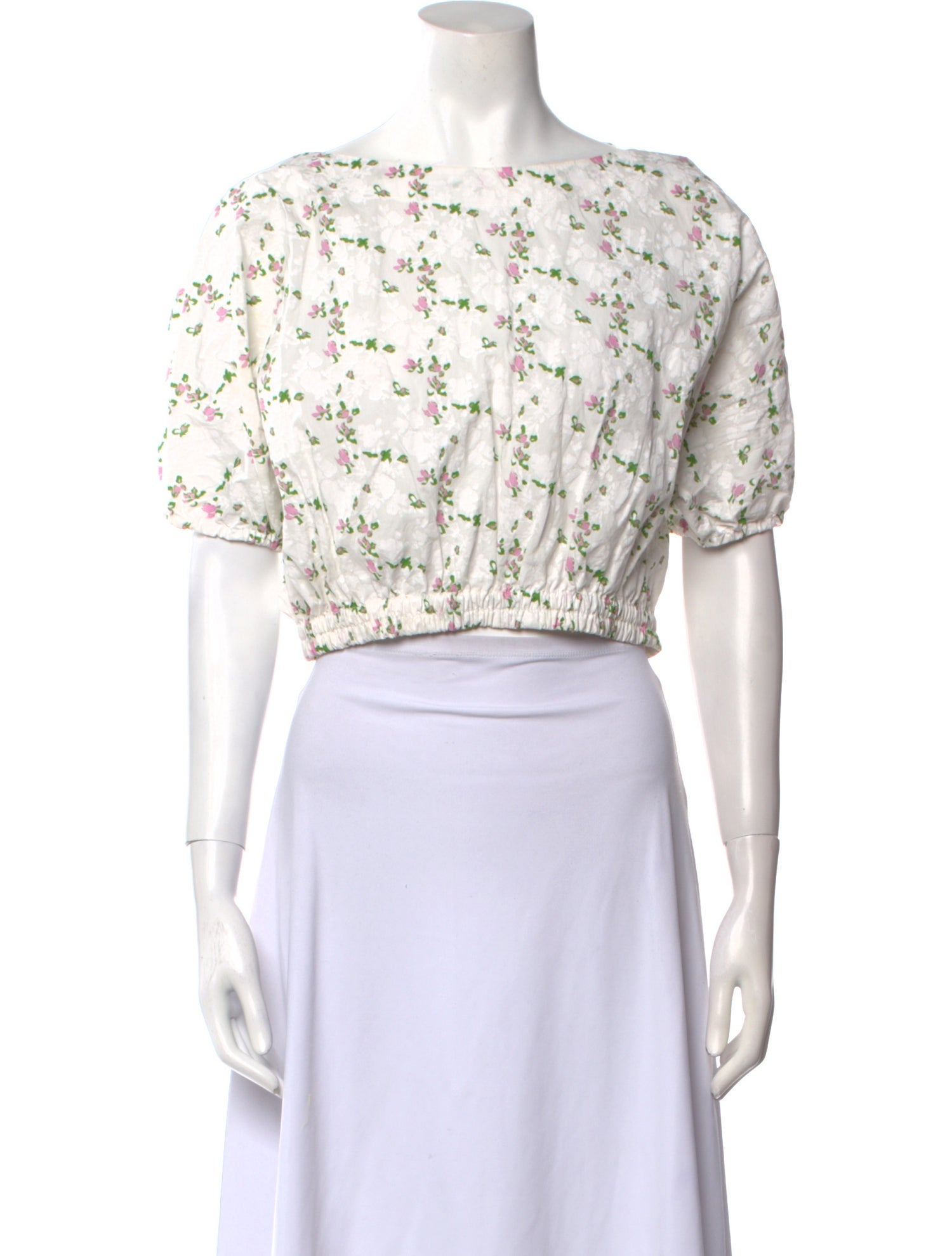 Philosophy di Lorenzo Serafini Floral Print Bateau Neckline Crop Top