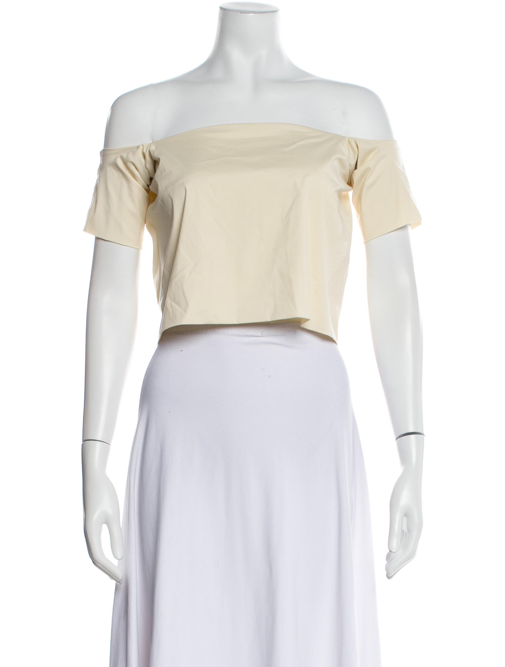 Philosophy di Lorenzo Serafini Off-The-Shoulder Short Sleeve Crop Top