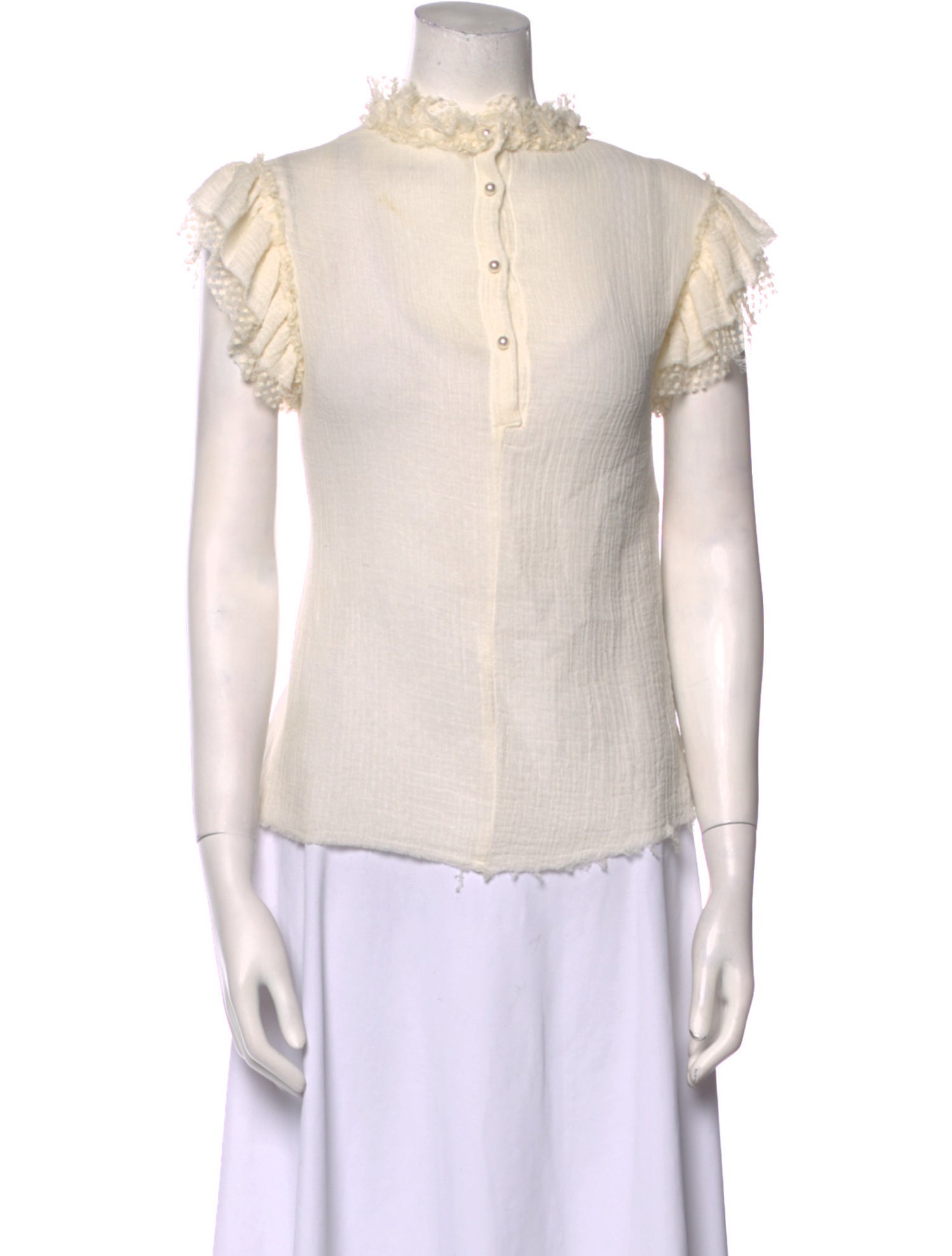 Philosophy di Lorenzo Serafini Mock Neck Short Sleeve Blouse
