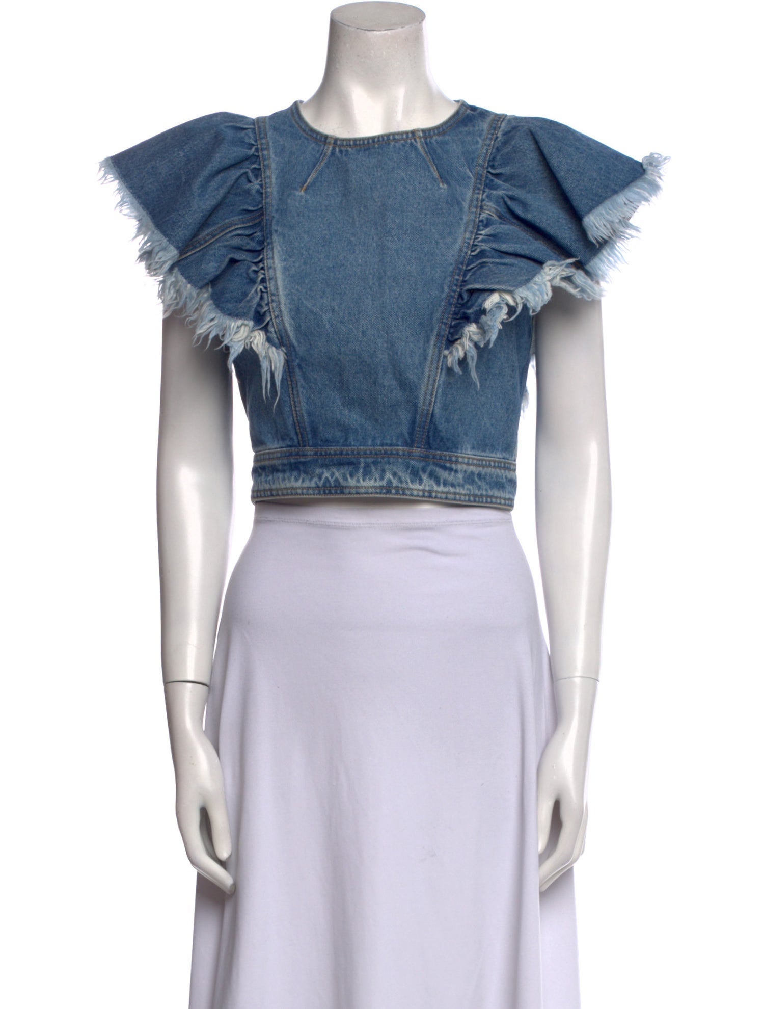 Philosophy di Lorenzo Serafini Bateau Neckline Short Sleeve Crop Top