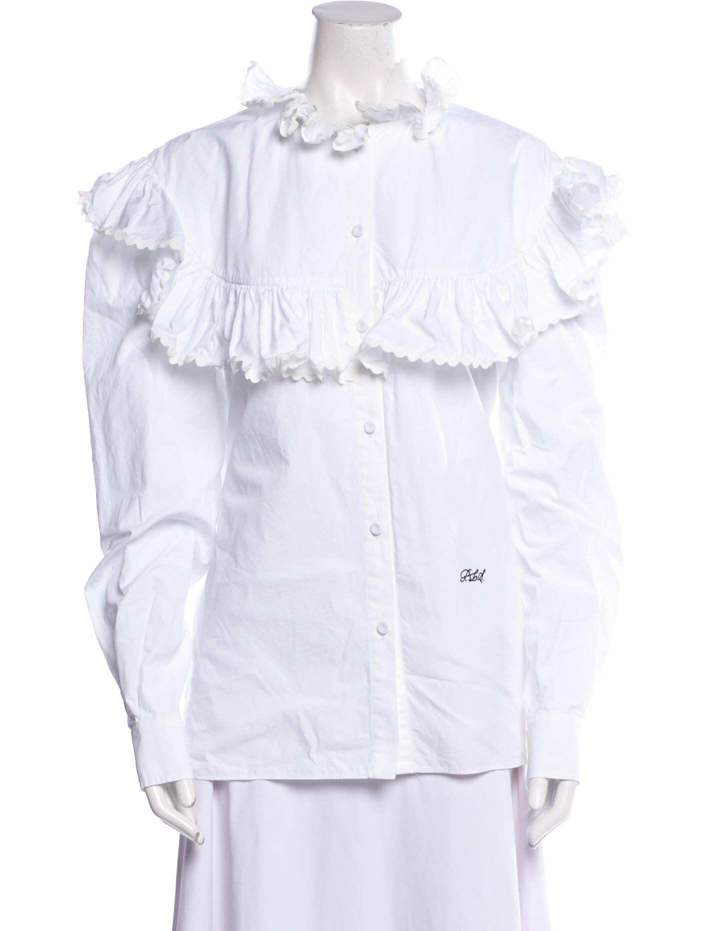 Philosophy di Lorenzo Serafini Mock Neck Long Sleeve Button-Up Top