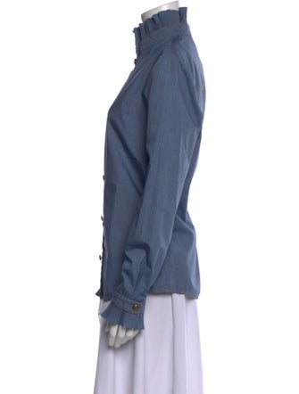 Philosophy di Lorenzo Serafini Mock Neck Long Sleeve Button-Up Top