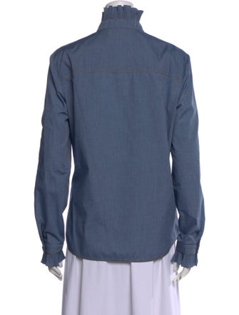 Philosophy di Lorenzo Serafini Mock Neck Long Sleeve Button-Up Top