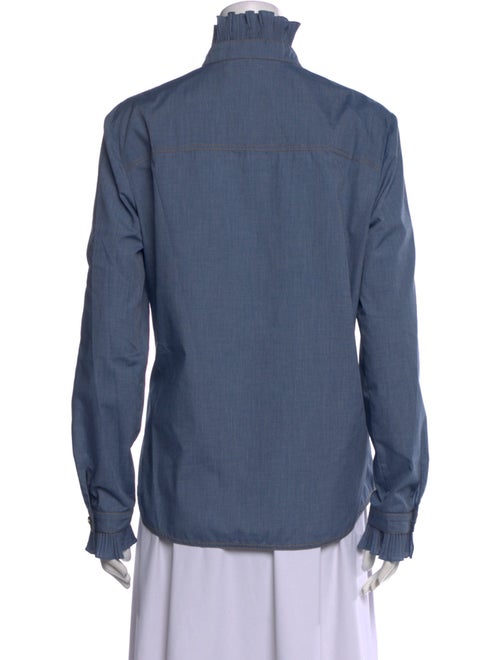 Philosophy di Lorenzo Serafini Mock Neck Long Sleeve Button-Up Top